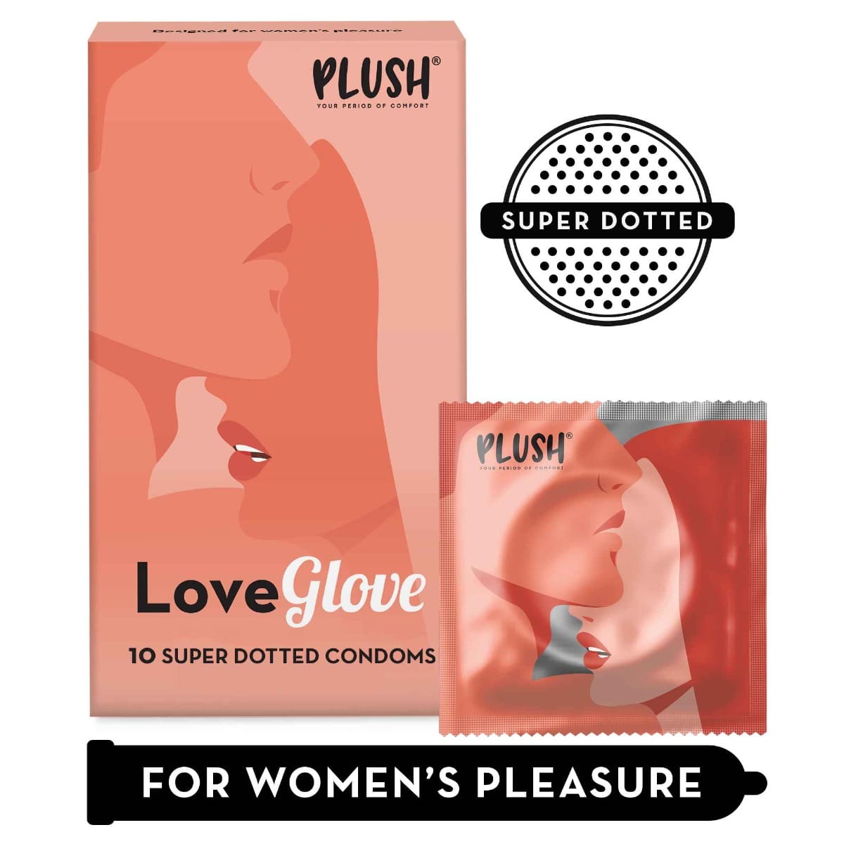 Plush LoveGlove Super Dotted Condoms | Pack of 10