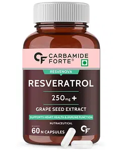 Carbamide Forte Resveratrol Supplements 250mg | 60 Capsules | Heart Health | Immune Function