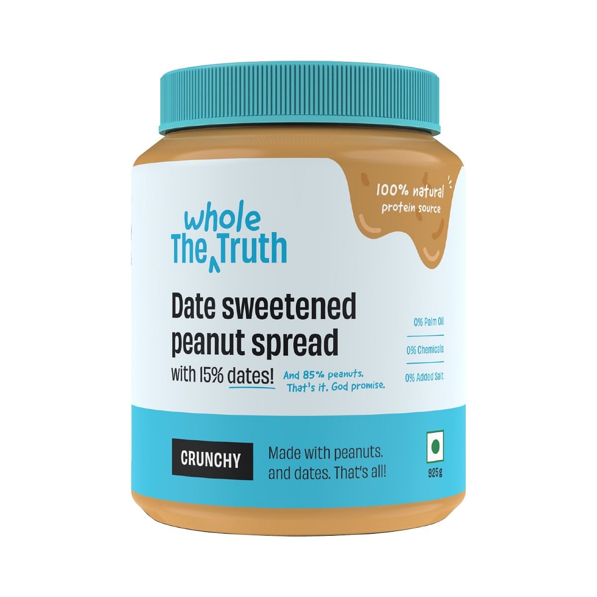 

The Whole Truth - SuperSaver Peanut Spreads With Dates (Sweetened) | 925g | Crunchy | No Added Sugar | No Artificial Sweeteners | No Palm Oil | Glu...