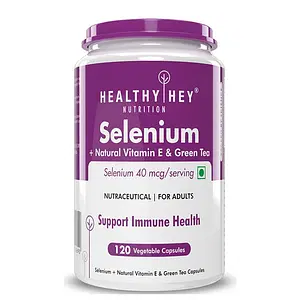 HealthyHey Nutrition Selenium plus Natural Vitamin E, Supports Optimal Health, Antioxidant Supplement, 120 Veg Capsules