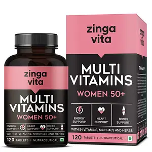 Zingavita Multivitamin for Women 50 Plus Age - 120 Tablets | With 26 Vitamins, Minerals & Herbal Extracts for Heart, Joints, Skin, Vision & Cognitive Support