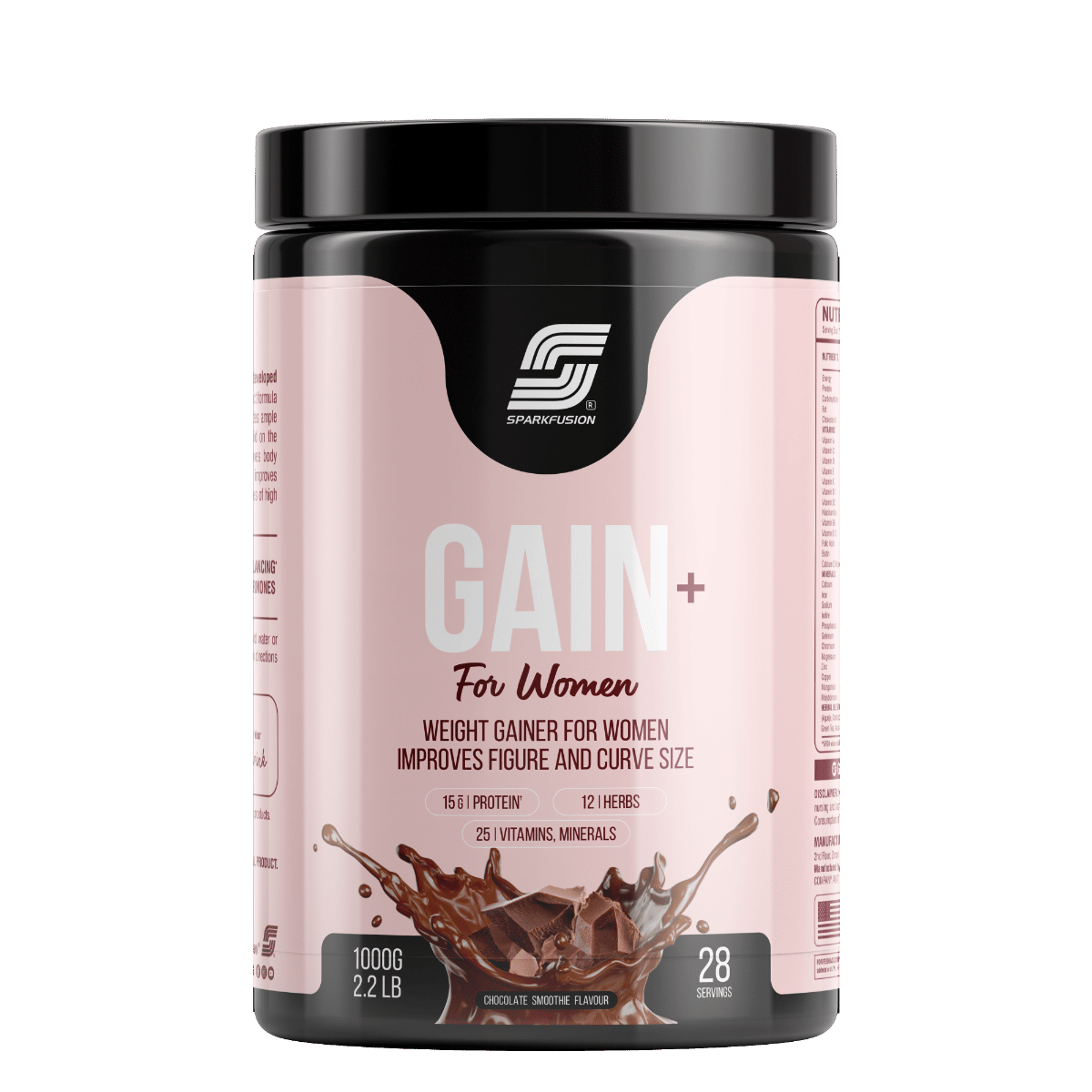 

Sparkfuison Gain+ Women Weight Gainer | With Full Power 12 Herbs,Protein & Vitamins | For Improves Figure And Curve Size | Weight + Mass Gainer For...