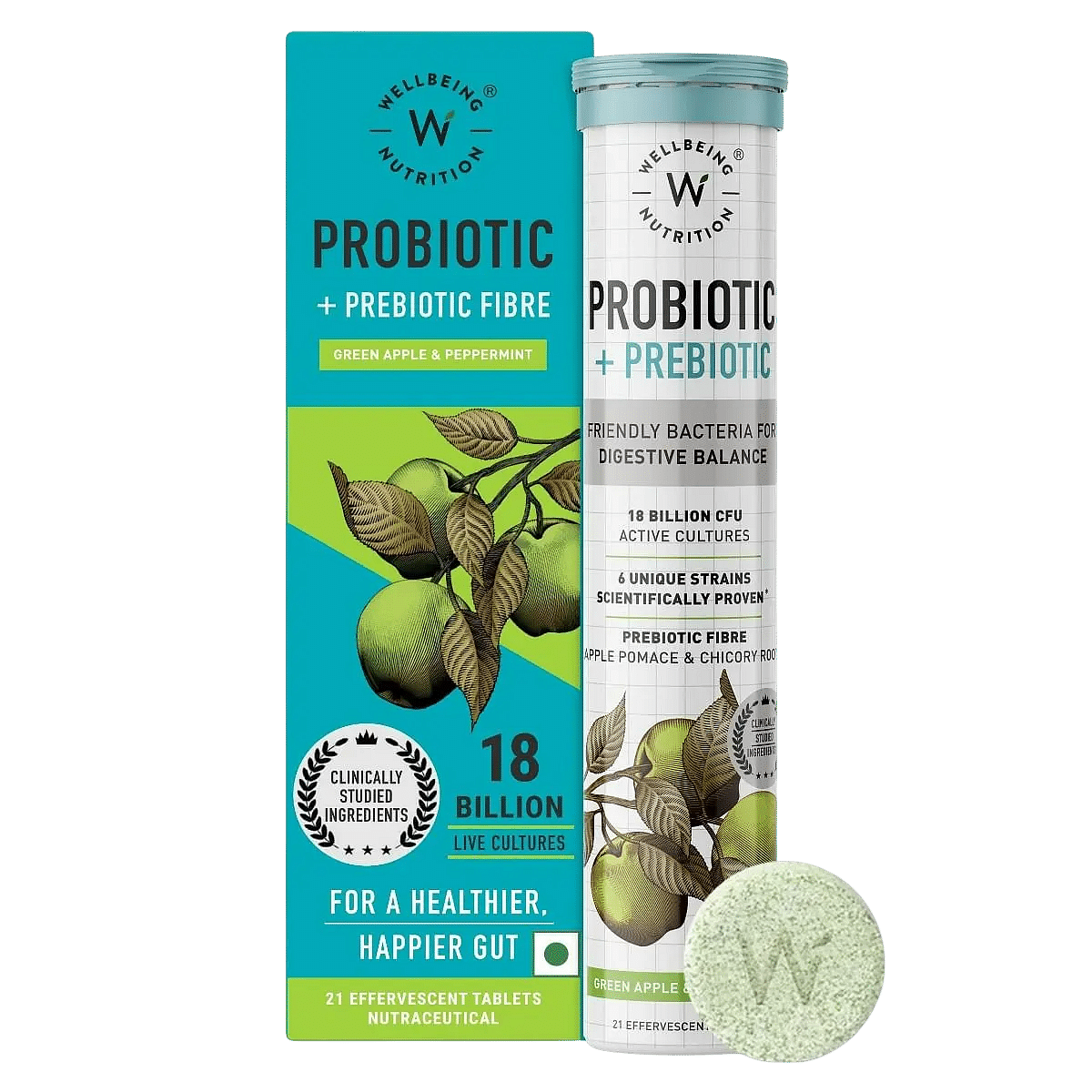 

Wellbeing Nutrition Daily Probiotic + Prebiotic | 18 Billion CFU, 6 Strains for Men & Women with Organic Prebiotic Fiber for Digestion, Gut Health ...