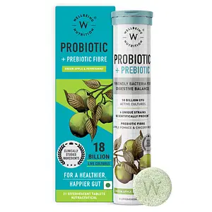 Wellbeing Nutrition Daily Probiotic + Prebiotic | 18 Billion CFU, 6 Strains for Men & Women with Organic Prebiotic Fiber for Digestion, Gut Health & Metabolism (21 Effervescent Tabs) Pack of 1