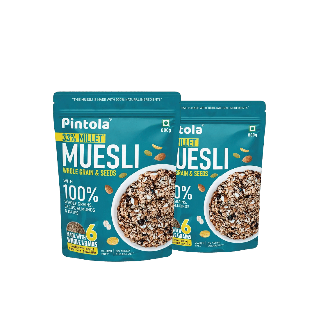 

Pintola Wholegrain & Seeds Muesli with 33% Millet 800g, Cereals for Breakfast with 26% Nuts, Seeds & Dates, Rich in Dietary Fibre & Protein, Choles...