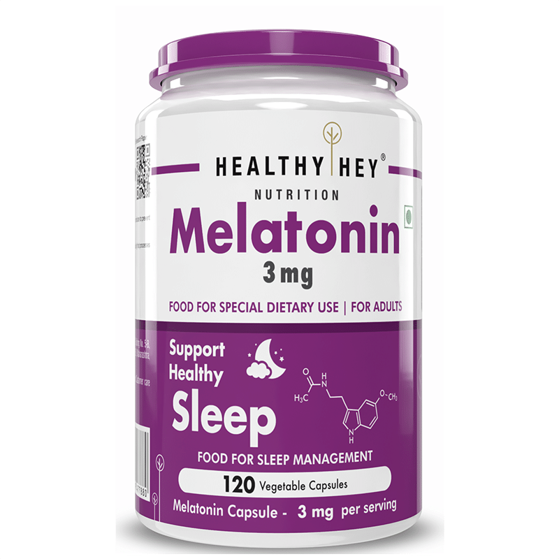 

HealthyHey Nutrition Melatonin 3mg, 120 vegetable capsules - Promotes Sleep and Relaxation (3mg)
