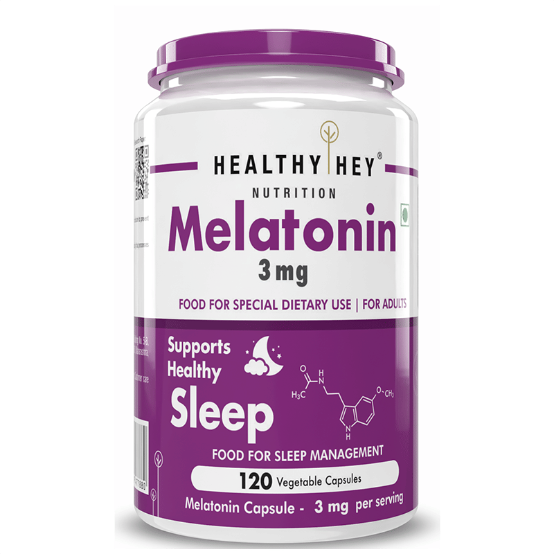 

HealthyHey Nutrition Melatonin 3mg, 120 vegetable capsules - Promotes Sleep and Relaxation (3mg)
