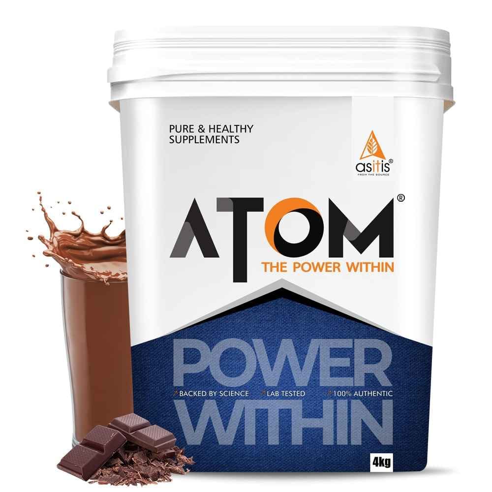 

AS-IT-IS ATOM PWR Whey Protein with Enzymes, 24g Protein, 11g EAA, Lean Muscle Gains & Rapid Recovery, Easy Digest, 4Kg Double Rich Chocolate