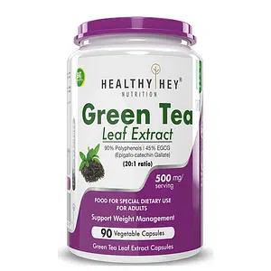 HealthyHey Nutrition Premium Green Tea Extract Supplement - 500 mg - 90 Vegetable Capsules