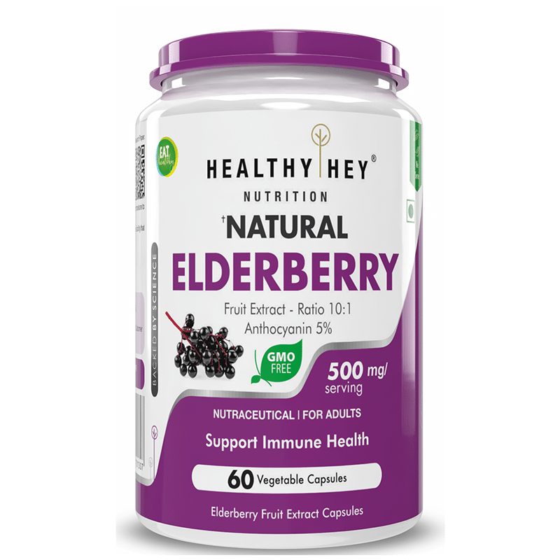 

HealthyHey Nutrition Natural Elderberry Fruit Extract, 500 mg, 60 vegetable capsules