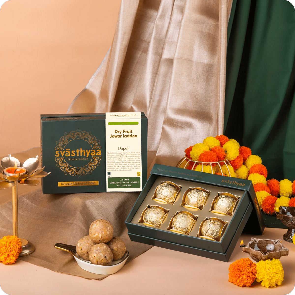 

Svasthyaa Organics Dry Fruit Jowar Laddoo | Gourmet Edition - 240g