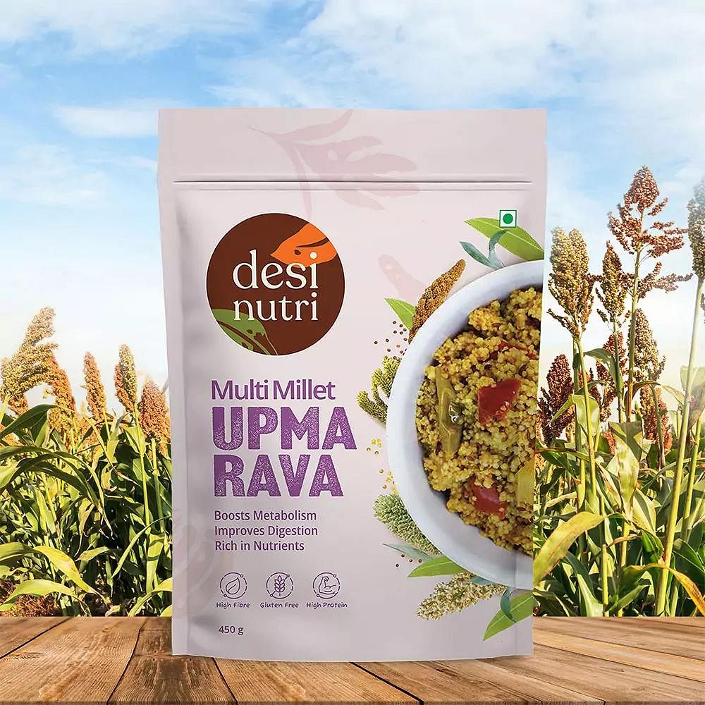 

Desi Nutri Multi Millet Upma Rava Buy 2 Get 1 Free | Ready to Eat Upma | Millet Upma Mix | Upma Rava- 450 gms | Rich in Fiber & Calcium | Pack Of 3