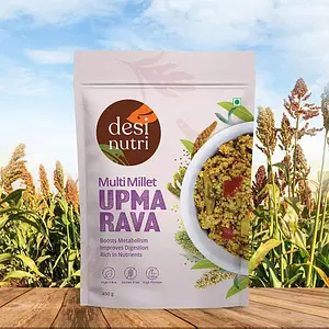Desi Nutri Multi Millet Upma Rava Buy 2 Get 1 Free | Ready to Eat Upma | Millet Upma Mix | Upma Rava- 450 gms | Rich in Fiber & Calcium | Pack Of 3
