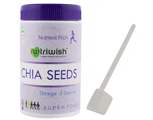 Nutriwish Premium Raw Chia Seeds 250gms (Reusable Packaging with Scoop), Powerful Superfood