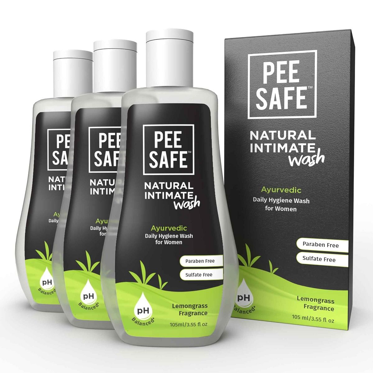 

Pee Safe Natural Intimate Wash - 105 ml (Pack of 3) | Goodness Of Tea Tree Essential Oil and Lactic Acid | Ayurvedic | Prevents Itchiness, Irritati...