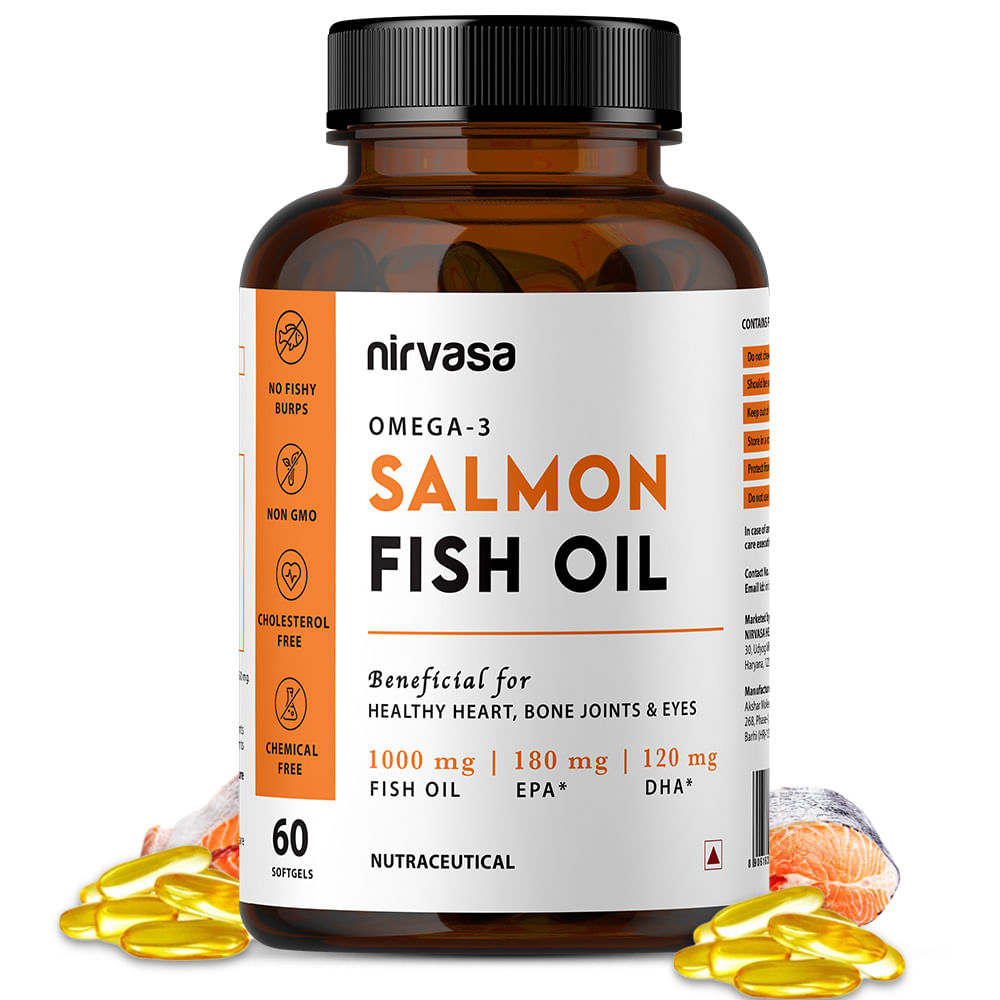 Nirvasa Salmon Fish Oil Softgel Capsule, for Brain and Eyes, enriched