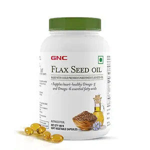 GNC Flax Seed Oil Omega-3 Vegetarian Capsules | Supports Good Memory | Protects Vision | Relieves Stiffness & Joint Discomfort | Cold-Pressed & Unrefined | USA Formulated | 180 Capsules