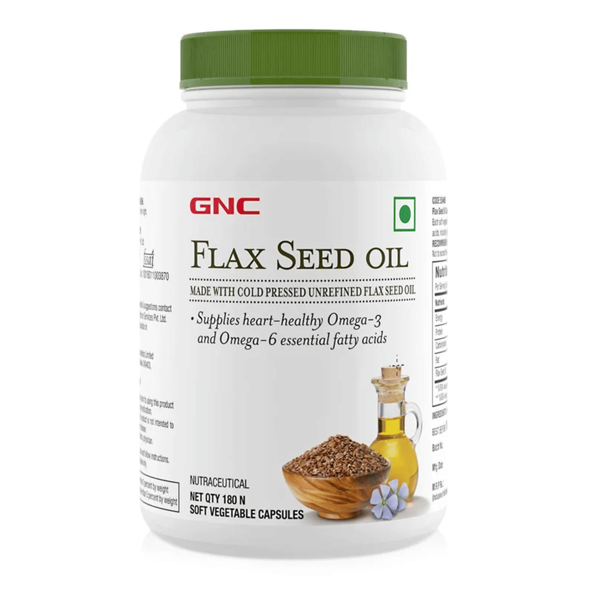 GNC Flax Seed Oil Omega3 Vegetarian Capsules Supports Good Memory Protects Vision