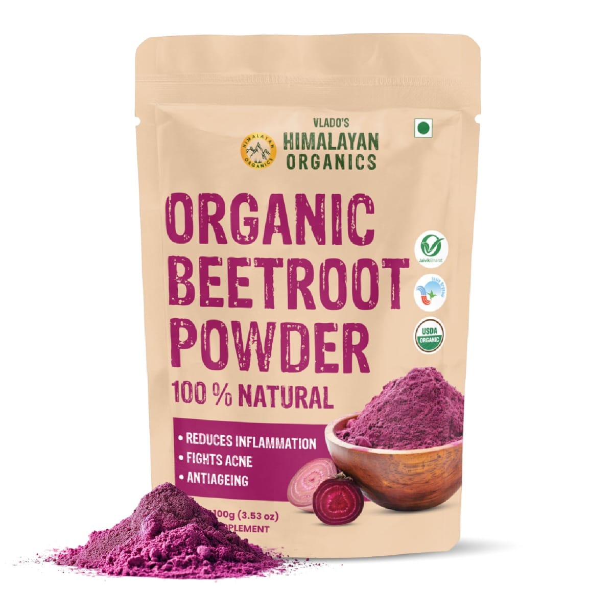 

Vlado's Himalayan Organics Beetroot Powder For Face, Skin & Hair I Drinking | Eating | 100% Pure & High Natural Antioxidants | Boost Energy | Face ...