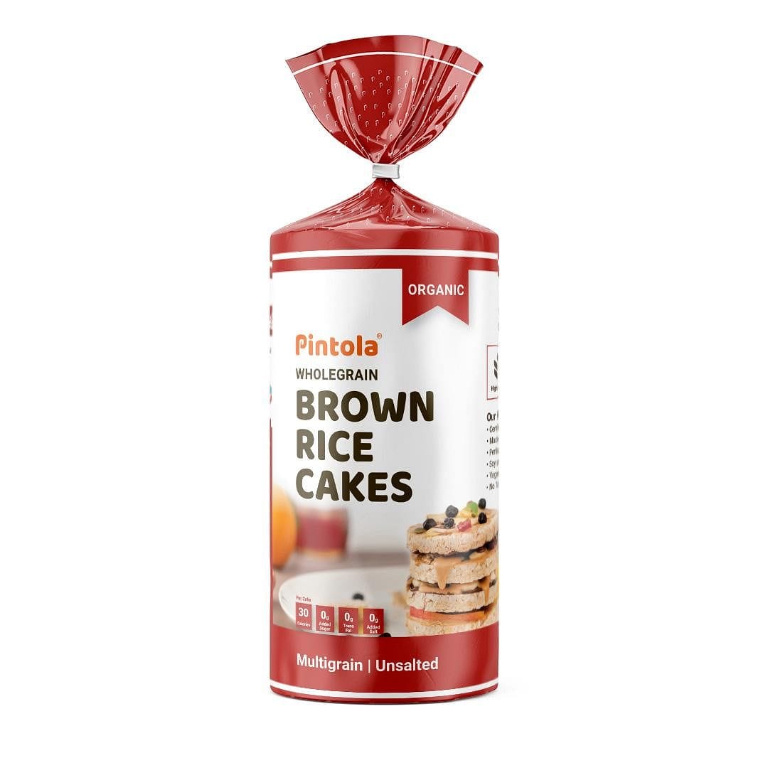 Pintola Organic Wholegrain Brown Rice Cakes | Non GMO, Naturally Gluten Free, Zero Cholesterol | Multigrain