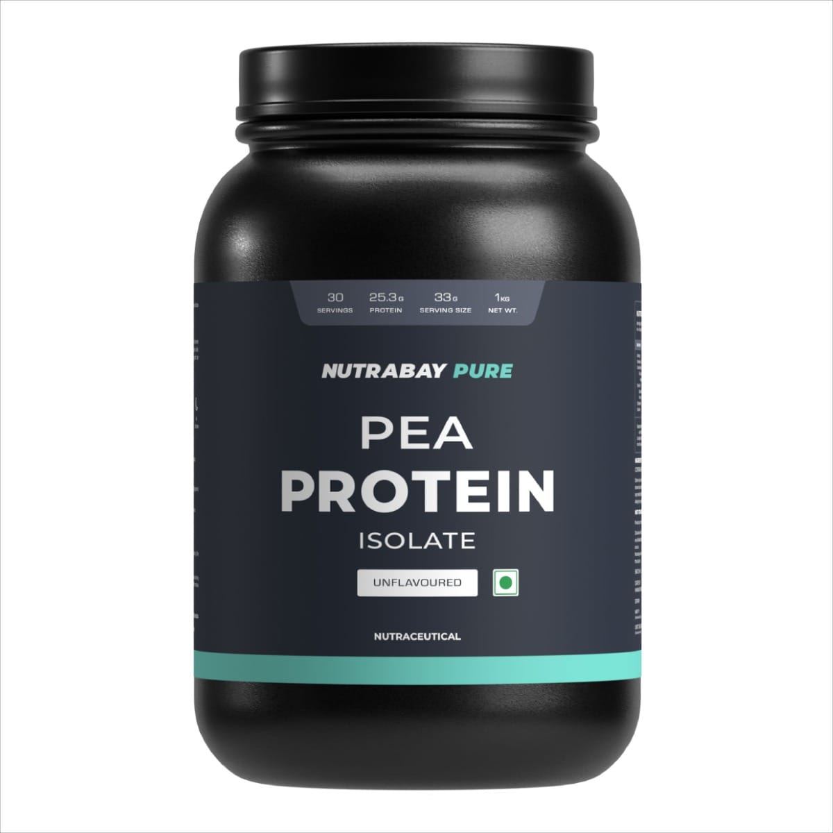 Nutrabay Pure Pea Protein Isolate 1kg 30 Servings 25.3g Protein Unflavoured Build Muscle