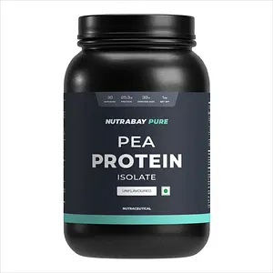 Nutrabay Pure Pea Protein Isolate 1kg | 30 Servings | 25.3g Protein | Unflavoured | Build Muscle | Fast Recovery