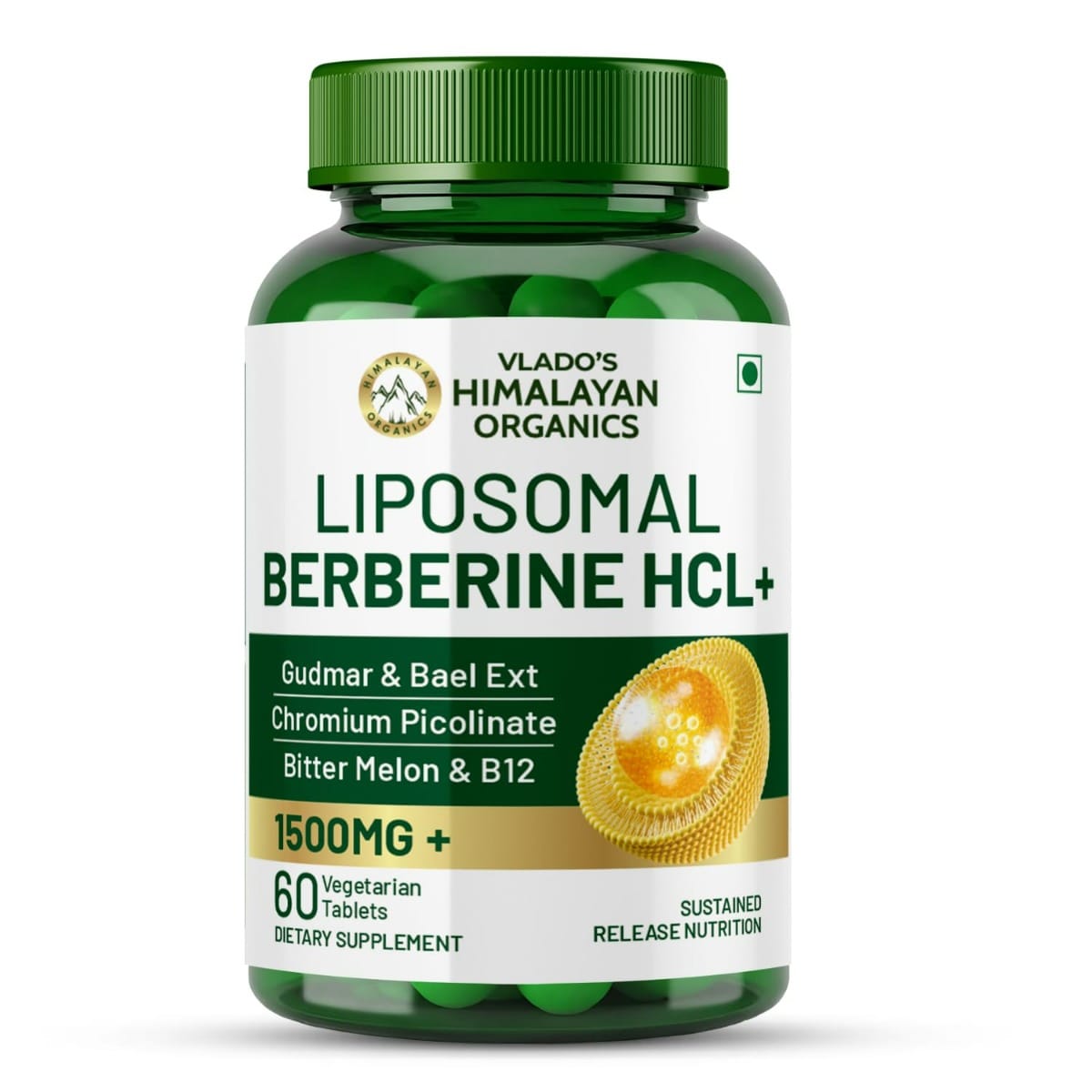 

Vlado's Himalayan Organics Liposomal Berberine HCL+ 1500mg+ with Piperine, Chromium , Bitter Melon, Bael, Gudmar & Vitamin B12 |For Metabolism, Hor...