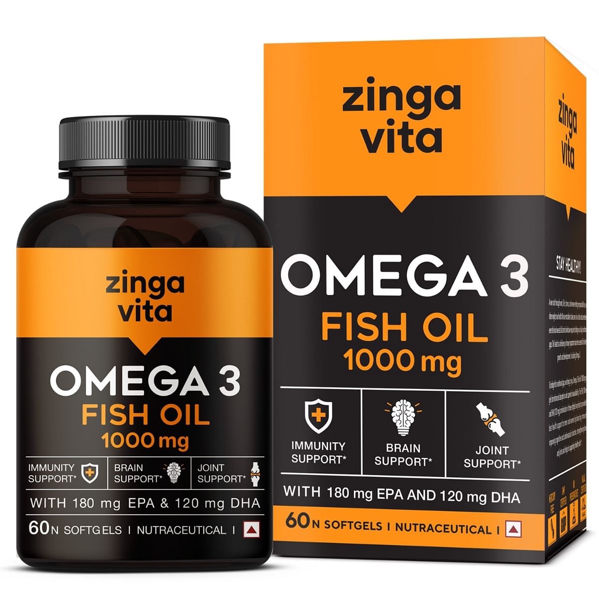 

Zingavita Omega 3 Fish Oil 1000mg | 60 Capsules | Immunity | Heart | Joints