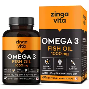 Zingavita Omega 3 Fish Oil 1000mg | 60 Capsules | Immunity  | Heart | Joints