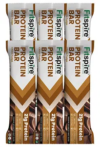 Fitspire Protein Bar - Choco Fudge Flavor, 360 gm | with 20.5 gm Protein Each | No Artificial Sweetener & Flavor | Energy Snack Bar | Each Flavour - 60 gm | Pack of 6