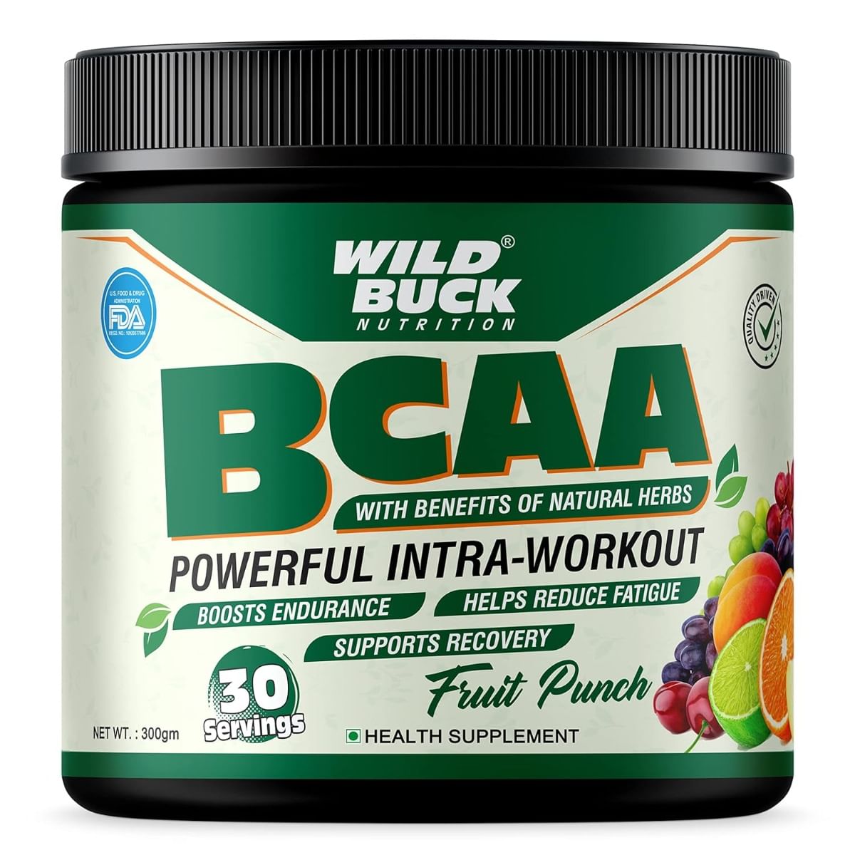 

WILD BUCK BCAA Powder with Natural & Powerful Herbs for Muscle Endurance, Muscle Growth, Recovery & Hydration | Pre, Intra & Post Workout BCAAs Sup...