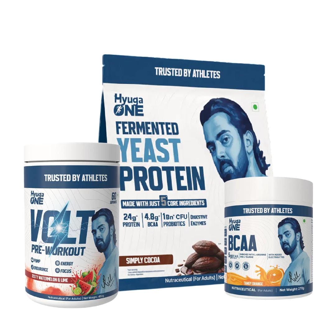 

Hyuga One Nutrition Combo : Yeast Protein Cacao Chocolate 1kg (24g Protein, Probiotics), VOLT Pre-Workout Zesty Watermelon & Lime 480g (100mg Caffe...