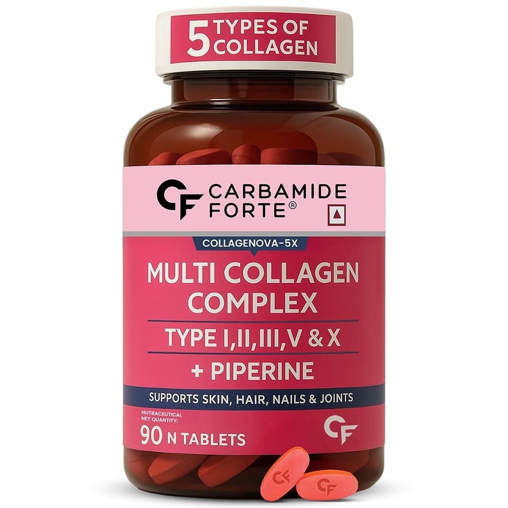 

Carbamide Forte Hydrolyzed Multi Collagen Peptide | Tablets 90 | TYPE I, II, III, V & X Collagen Powder | Skin | Hair | Nail | Joints