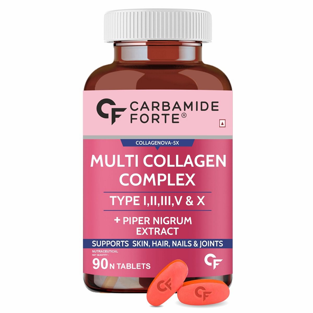 

Carbamide Forte Hydrolyzed Multi Collagen Peptide | Tablets 90 | TYPE I, II, III, V & X Collagen Powder | Skin | Hair | Nail | Joints