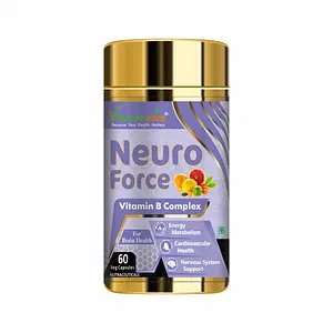 Vitaminnica Neuro Force | Natural Brain Booster | Vitamin B Complex | Energy Metabolism, Cardiovascular Health & Nervous System Support | 60 Veg Capsules 