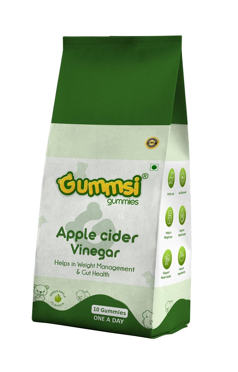 

Gummsi Apple Cider Vinegar Gummies, No Added Sugar, for Weight Management & Gut Health, Supports Digestion, Green Apple Flavour, 10 Gummies