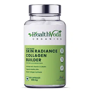 Health Veda Organics Plant Based Skin Radiance Collagen Builder Capsules for Healthy Skin, Stronger Hair & Nails, 60 Veg Capsules