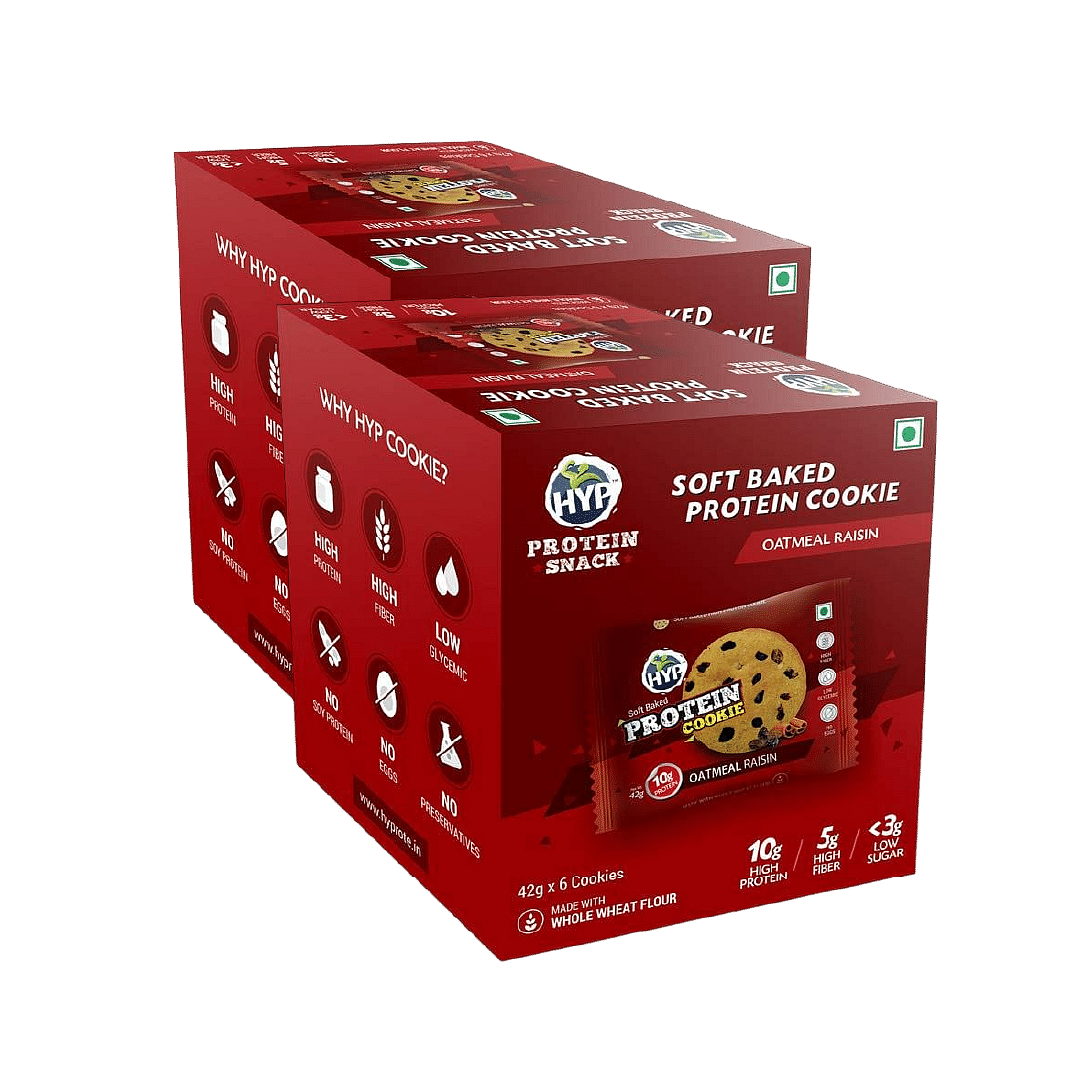 

HYP Soft Baked Protein Cookies - Oatmeal Raisin - Box of 6 Cookies | Pack of 2