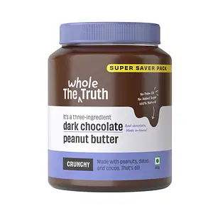 The Whole Truth - Supersaver Pack | Dark Chocolate Peanut Butter | 925 g | Crunchy | No Added Sugar | No Artificial Sweeteners | Vegan | No Gluten | No Preservatives | 100% Natural