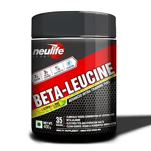 NEULIFE BETA-LEUCINE BCAA Supplement Powder with Beta Alanine for Extreme Strength & Endurance | Fermented, Micronized & Sugar-free 400g (Lemon-Lime)