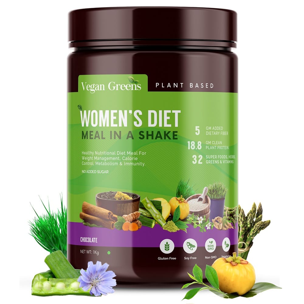 

Vegan Greens Women’s Diet Meal in a Shake With Ayurvedic Herbs- Healthy Meal Replacement Shake For Weight Management, Calorie Control Metabolism & ...