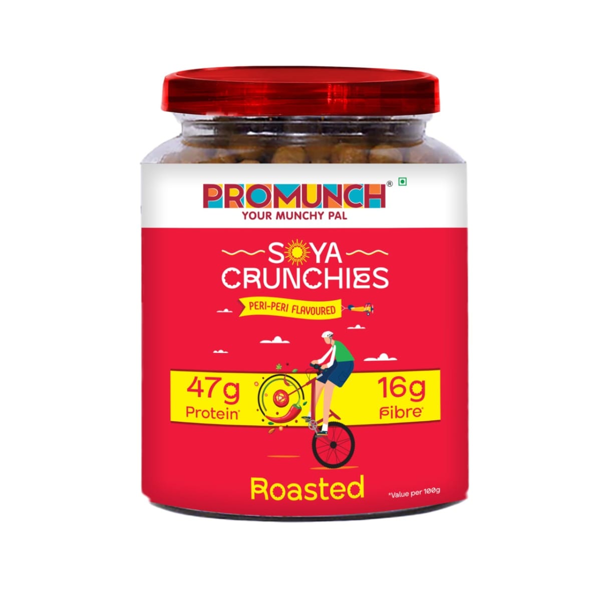 

PROMUNCH Soya Crunchies | Vegan | High-Protein | Healthy | Pack of 1, Flavour: Peri-Peri, 270g