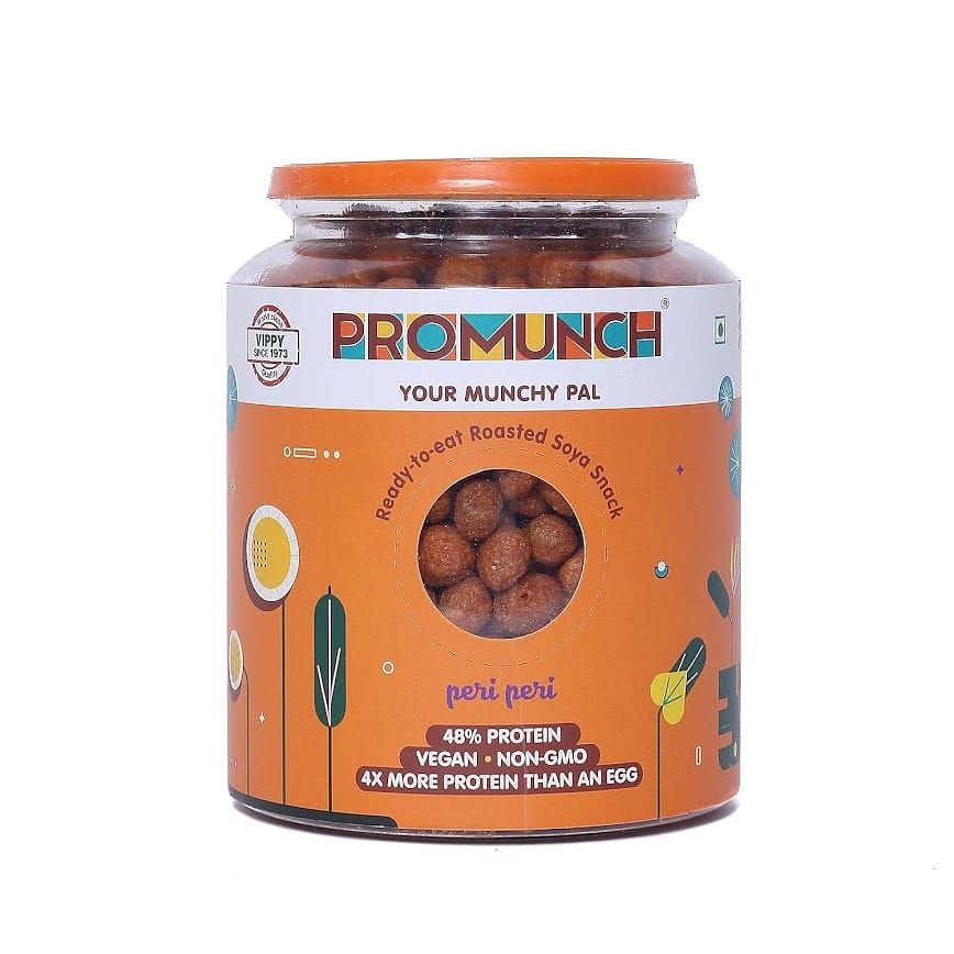 PROMUNCH Roasted Soya Snack | Vegan | High-Protein | Healthy | Gluten-Free | Flavor Peri-Peri, 300g
