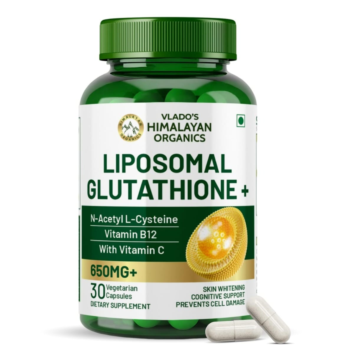 

Vlado's Himalayan Organics Liposomal Glutathione 650 mg+ Advanced Liposomal Formula with N-Acetyl L-Cysteine, Vitamin C & B12 - Highest Bioavailabi...