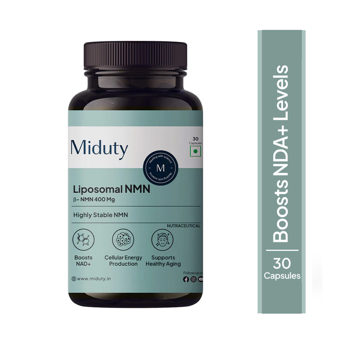 

Miduty Liposomal NMN 85% - Cellular Energy - Anti Aging NAD+ Booster - High Absorption - 30 Capsules