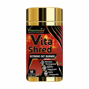 Vitaminnica Vita Shred | Extreme Fat Burner | Stimulates Thermogenesis, Appetite Suppressant & Burns Extreme Fat | 60 Veg Capsules 