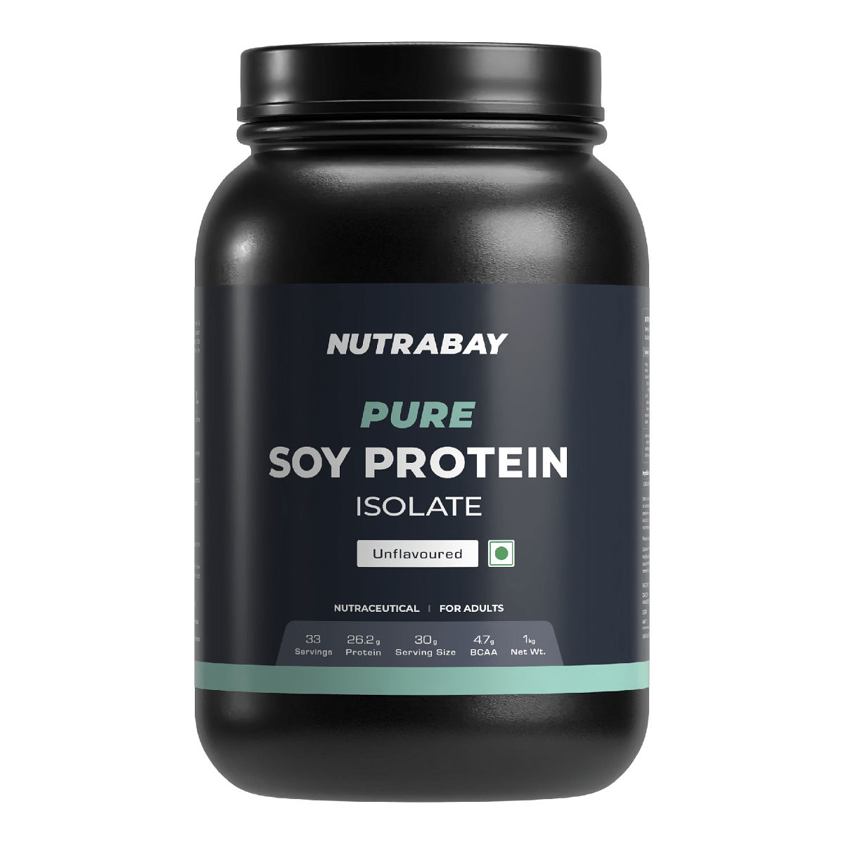 

Nutrabay Pure Soy Protein Isolate - 1 Kg Unflavoured, 33 Servings | 26.2g Protein, 4.7g BCAA | Designed for Meal Supplementation, Easy to Digest Ve...