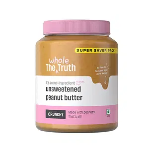 The Whole Truth - Supersaver Pack | Unsweetened Peanut Butter | 925 g | Crunchy | No Added Sugar | No Artificial Sweeteners | Vegan | No Gluten & Soy | No Preservatives | 100% Natural