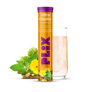 PLIX - THE PLANT FIX Ultra Vitality Effervescent for Stamina, Performance & Strength | With L-Arginine, Ashwagandha, Safed Musli and Zinc | For Men | 15 Tablets, Pack of 1 (Orange Burst)