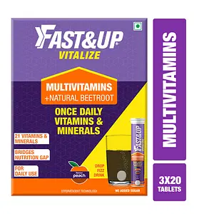 Fast & Up Vitalize Multivitamin For Men & Women-21 Vital Vitamins&Minerals For Daily Health (3 x 20 Tablets)